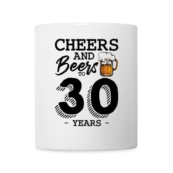 Bierkrug-Illustration mit Schaum 30 Jahre B-Day - Tasse - Weiß - Vorne