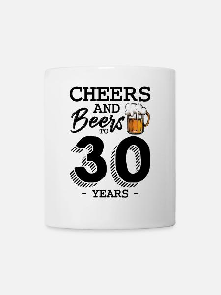 Bierkrug-Illustration mit Schaum 30 Jahre B-Day - Tasse - Weiß