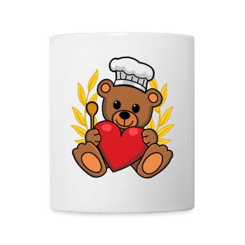 Teddybär Lorbeerkranz Koch Küche Gourmet Köchin - Tasse - Weiß - Vorne