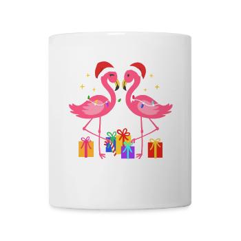 Weihnachten Flamingo Weihnachtsmütze - Tasse - Weiß - Vorne