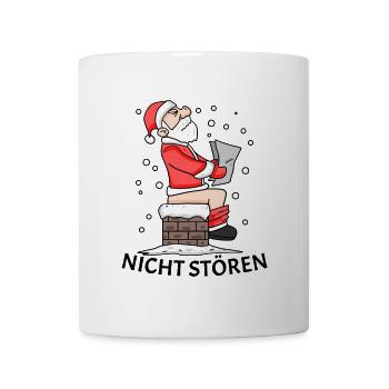 Weihnachtsmann Schornstein lustig Weihnachten - Tasse - Weiß - Vorne