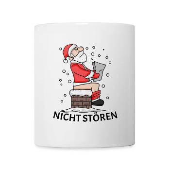 Weihnachtsmann Schornstein lustig Weihnachten - Tasse - Weiß - Vorne