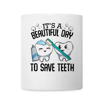 Duo de soins dentaires : Se brosser les dents - Mug blanc - blanc - Devant