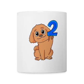 2 ans - 2 anniversaires - motif caniche chien - Mug blanc - blanc - Devant