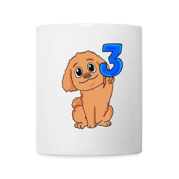 3 Jahre alt - 3 Geburtstag - Pudel Motiv - Tasse - Weiß - Vorne