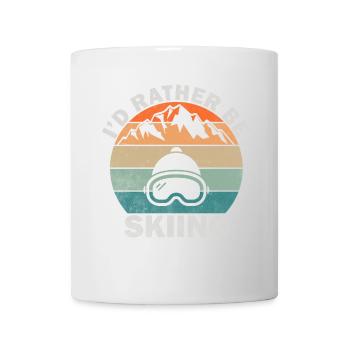 Je préférerais skier sur un coucher de soleil rétro - Mug blanc - blanc - Devant