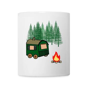 Bauwagen Freizeit Outdoor Freiheit Camping Natur - Tasse - Weiß - Vorne