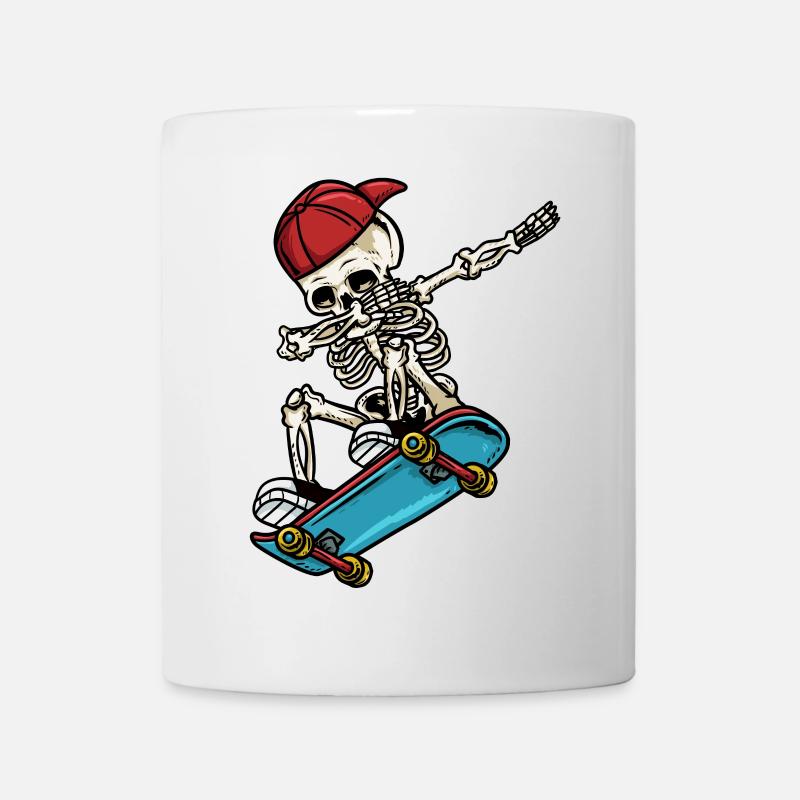 Dabbing Skelett Skateboard - Tasse - Weiß