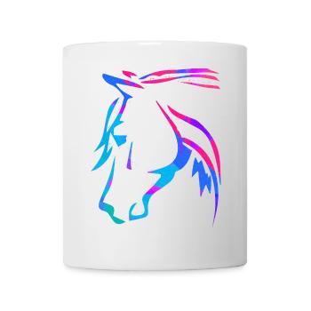 Horse in Pink - Horse Head Drawing - Horse Riding - Mug - white - Front