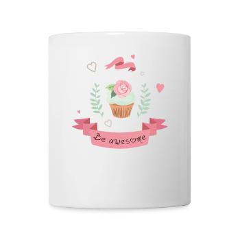 Pastell Cupcake Rosen Herz awesome Liebling pink - Tasse - Weiß - Vorne
