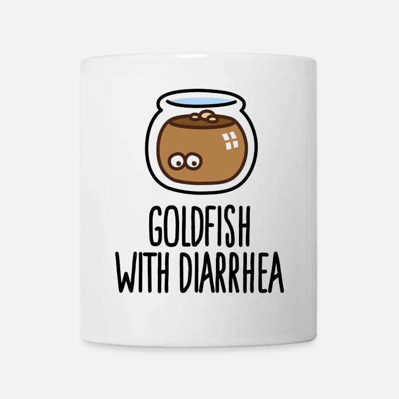 Drôle de poisson rouge Poisson rouge avec diarrhée diarrhée - Mug blanc - blanc