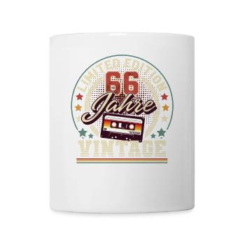 66. Geburtstag Vintage Audiokassette 66 Jahre - Tasse - Weiß - Vorne