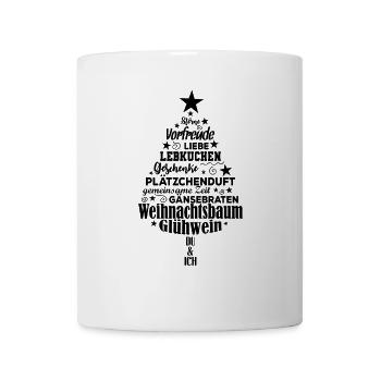 Wortwolke Weihnachtsbegriffe Tannenbaum Form - Tasse - Weiß - Vorne
