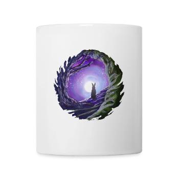 Rabbit looks into the night sky moon gift - Mug - white - Front