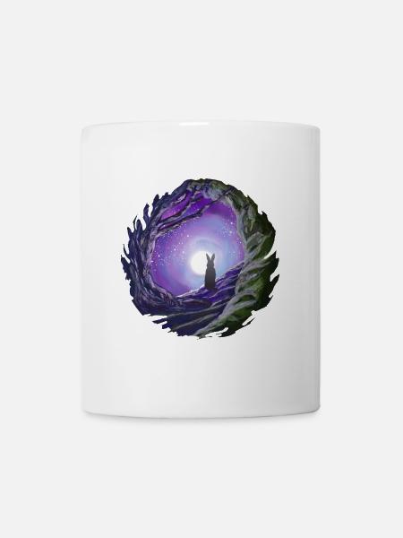 Hase schaut in den Nachthimmel Mond Geschenk - Tasse - Weiß