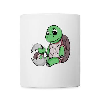 Tortue avec Bébé Tortue - Mug blanc - blanc - Devant