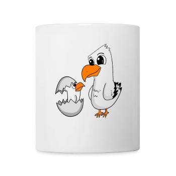 Mouette avec bébé Mouette - Mug blanc - blanc - Devant