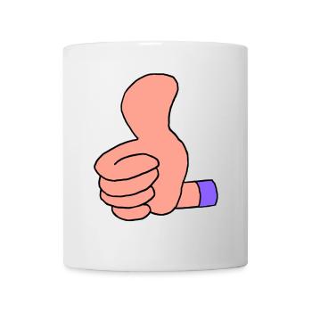 Pouce vers le haut (manche violette) - Mug blanc - blanc - Devant