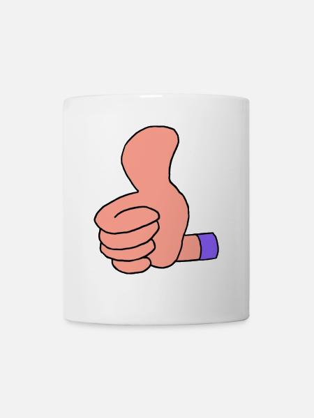 Daumen hoch (lila Hülle) - Tasse - Weiß