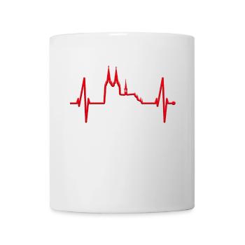 Cologne Skyline Heartbeat Rouge Blanc Kölsch Cologne - Mug blanc - blanc - Devant