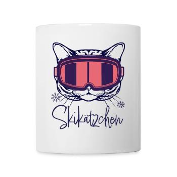 Katze Skifahren Skikätzchen Apres ski Wintersport - Tasse - Weiß - Vorne