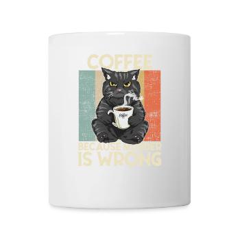 Coffee because Murder is wrong Coffee Cat retro - Mug - white - Front