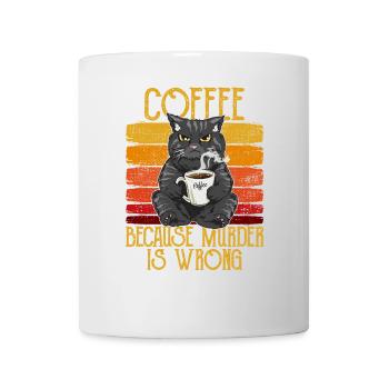Coffee because Murder is wrong Coffee Cat retro - Mug - white - Front
