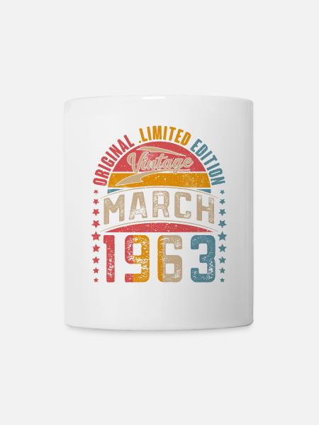1963 Geburtsjahr März Geburtstag - Tasse - Weiß