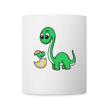 Dinosaures avec bébés dinosaures - Mug blanc - blanc - Devant