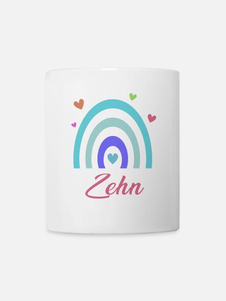 10. Geburtstag Regenbogen - Tasse - Weiß