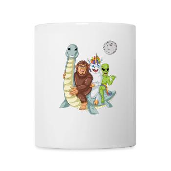 Bigfoot Alien Unicorn Riding Loch Ness - Mug - white - Front