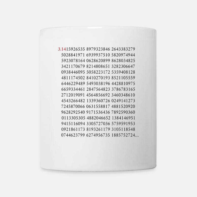 Die Ersten 500 Ziffern Der Kreiszahl Pi 3.14 Mathe - Tasse - Weiß