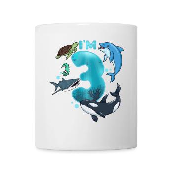 3. Geburtstag Hai Wal Delphin - Tasse - Weiß - Vorne