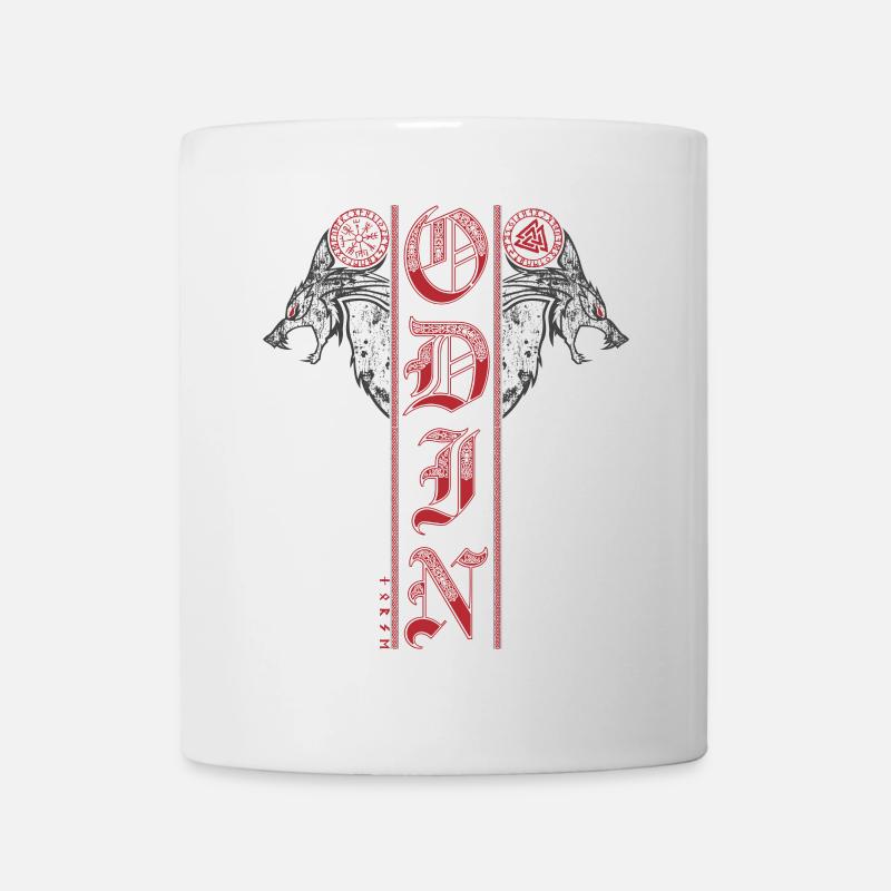 Wotansknoten Wolf Odin Geri Freki Loups Vegvisir - Mug blanc - blanc