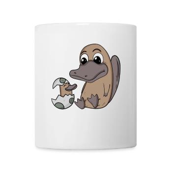 Maman ornithorynque avec bébé ornithorynque - Mug blanc - blanc - Devant