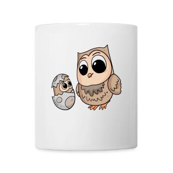 Hibou avec bébé hibou - Mug blanc - blanc - Devant