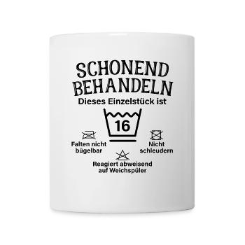 Schonend Behandeln 16. Geburtstag Einzelstück 16 - Tasse - Weiß - Vorne