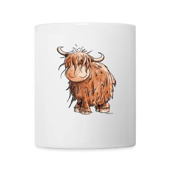Schottisches Hochlandrind I Highland Cattle Kuh - Tasse - Weiß - Vorne