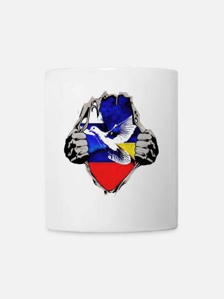 Russland Ukraine Friedenstaube - Tasse - Weiß