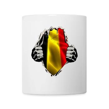 Belgique Drapeau belge sous chemise - Mug blanc - blanc - Devant