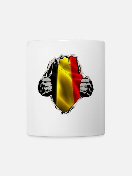 Belgien - Belgische Flagge unterm Shirt - Tasse - Weiß