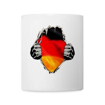 Deutschland Flagge unterm Shirt - Tasse - Weiß - Vorne