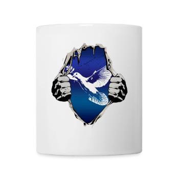 Friedenstaube unterm Shirt - Tasse - Weiß - Vorne
