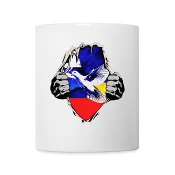 Russland Ukraine Flaggen mit Friedenstaube - Tasse - Weiß - Vorne