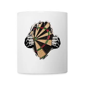 Dart - Dartscheibe unterm Shirt - Tasse - Weiß - Vorne