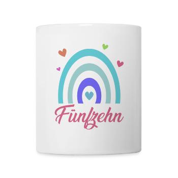 15. Geburtstag Regenbogen - Tasse - Weiß - Vorne