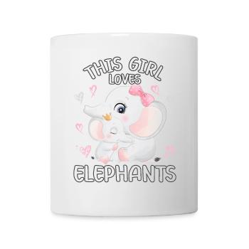 Mama Elephant Baby Elephant Cette fille aime les éléphants - Mug blanc - blanc - Devant