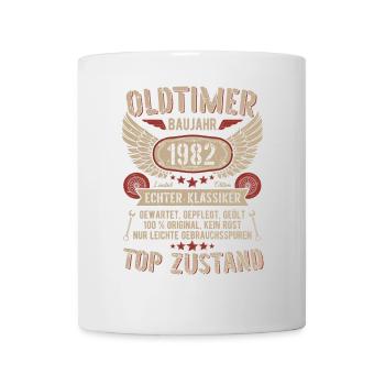 Oldtimer Baujahr 1982 Geboren Jahrgang Geburtstag - Tasse - Weiß - Vorne