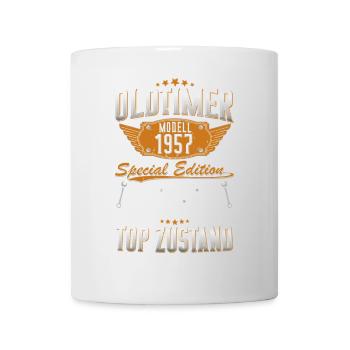 Oldtimer Baujahr 1957 Geboren Jahrgang Geburtstag - Tasse - Weiß - Vorne