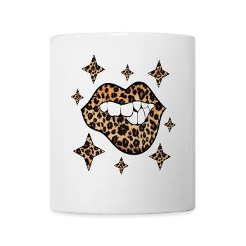 Leoparden Lippen Sexy Kussmund - Tasse - Weiß - Vorne